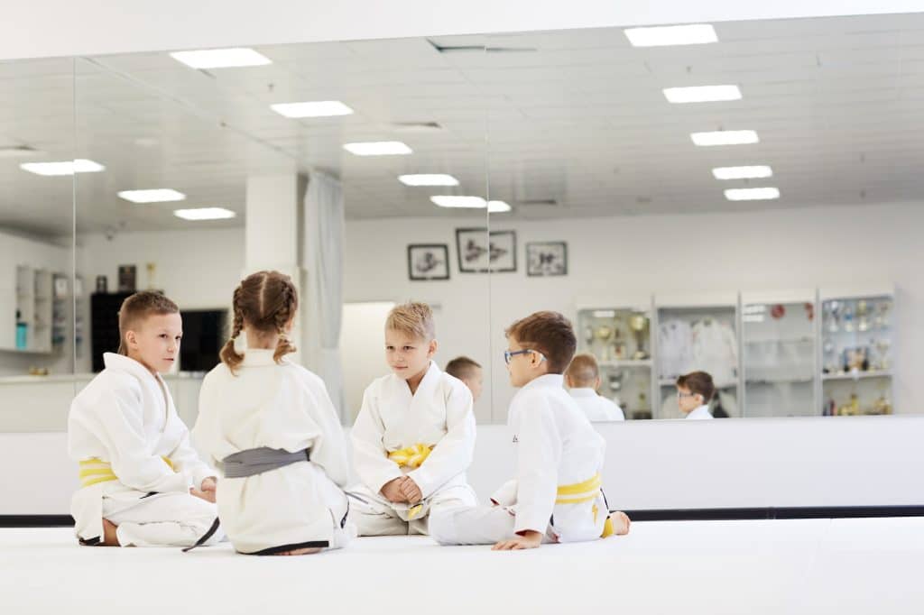 Group of children visiting karate lesson
